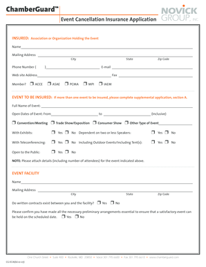 ChamberGuard Event Cancellation Insurance Application