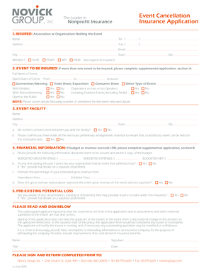 Event Cancellation Insurance Application