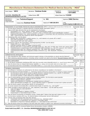 Manufacturer Disclosure Statement for Medical Device Security