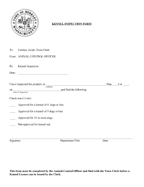 Navy memo format - Kennel Inspection Form - Town of Berkley