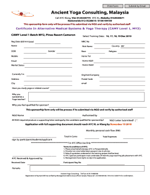 Download AYC Sponsorship form for CAMY - Ancient Yoga Consulting