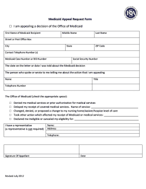 Medicaid Appeal Request Form