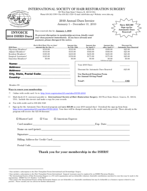 2010 ISHRS Dues Invoice
