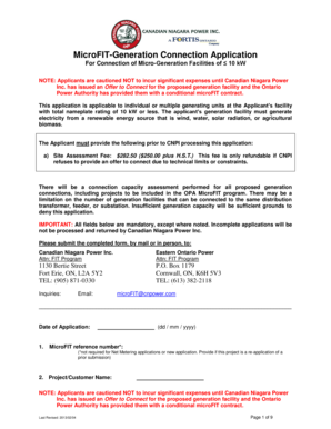 MicroFIT Generation Connection Application