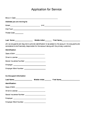 Application for Service