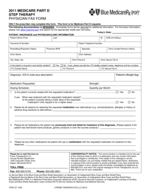 Medicare Part D Step Therapy Physician Fax Form