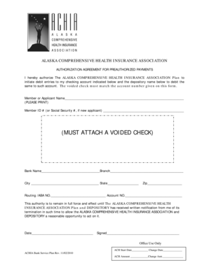 Alaska Health Insurance Authorization Agreement