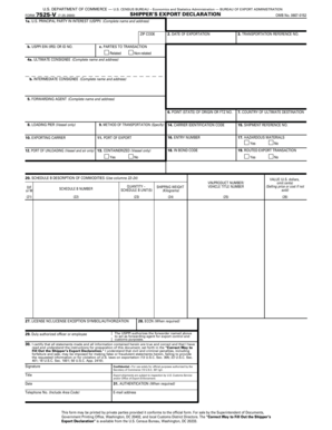 Shipper’s Export Declaration Form 7525-V