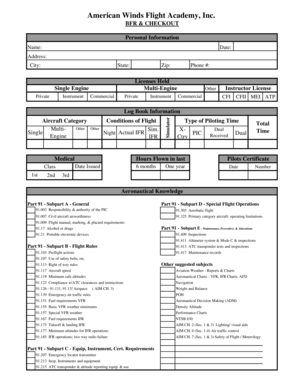 Flight Review Checklist Form