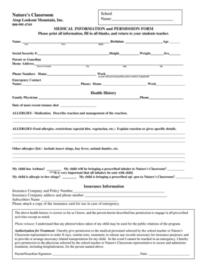 Medical Information and Permission Form