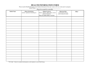 Health Information Form