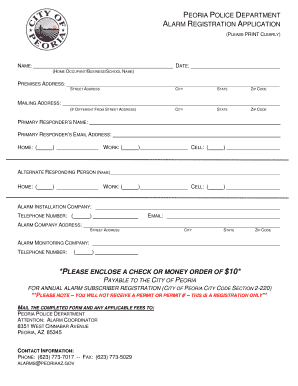 Peoria Alarm Registration Application
