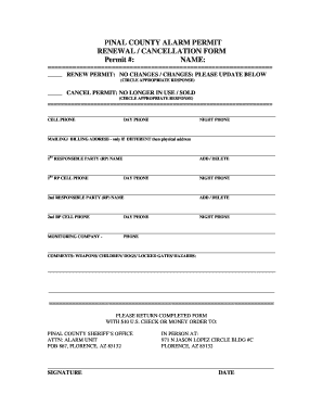 Pinal County Alarm Permit Renewal Form