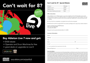 Ableton Product Rebate Form