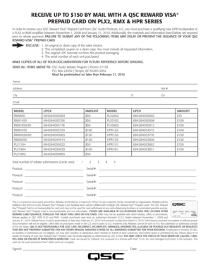 QSC Reward Visa Prepaid Card Rebate Form