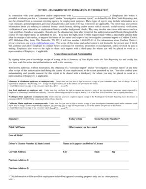 Background Investigation Authorization Form