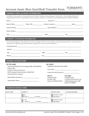Account Asset Non-Qualified Transfer Form