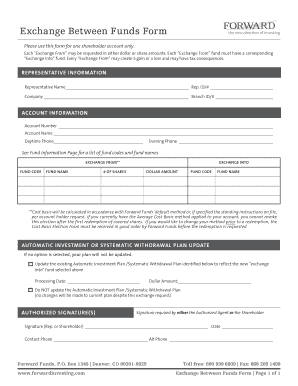 Exchange Between Funds Form