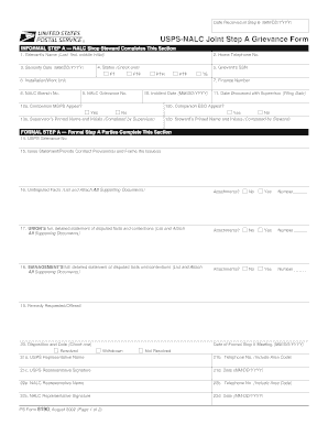USPS-NALC Joint Step A Grievance Form