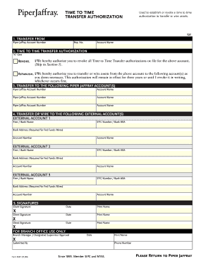 Time to Time Transfer Authorization Form