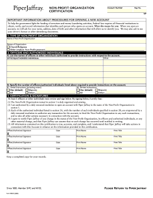 Non-Profit Account Certification Form