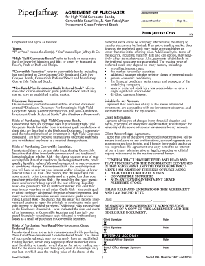 Purchaser Agreement for High-Yield Corporate Bonds