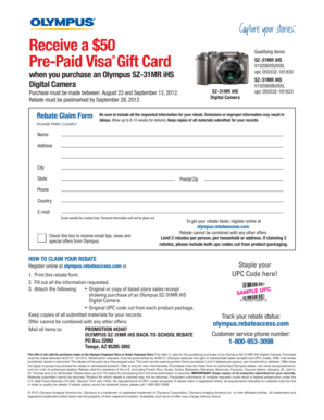 Olympus SZ-31MR iHS Rebate Form