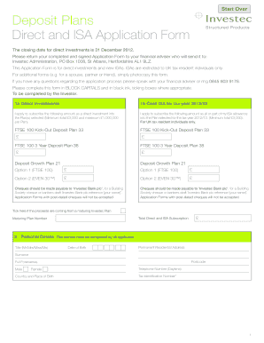 Investec Direct and ISA Application Form
