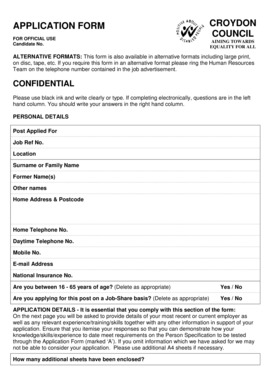 Croydon Council Job Application Form