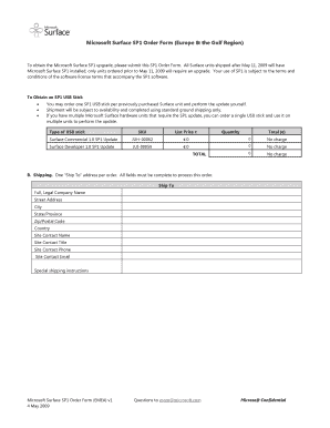 Microsoft Surface SP1 Order Form