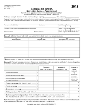 Connecticut Nonresident Business Apportionment Form