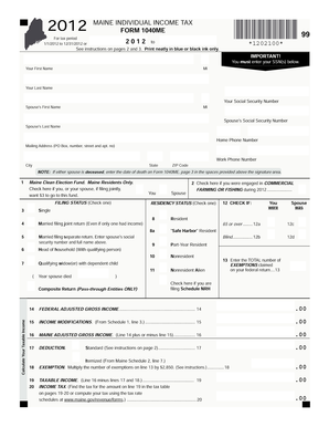 Maine Individual Income Tax Form 1040ME