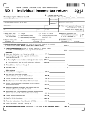 North Dakota Individual Income Tax Return ND-1