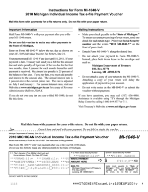 Michigan MI-1040-V Tax Payment Voucher