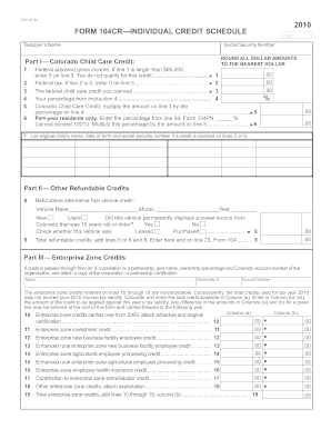 Colorado Individual Credit Schedule