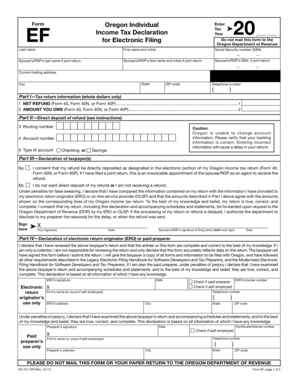 Oregon Individual Tax Declaration Form EF