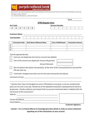 ATM Dispute Form