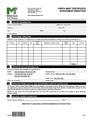 Perth Mint Certificate Investment Direction