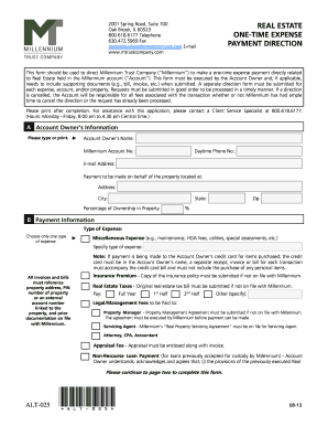 Real Estate One-Time Expense Payment Direction