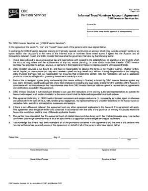 CIBC Informal Trust Nominee Account Agreement