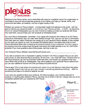 Plexus Ambassador Welcome Letter