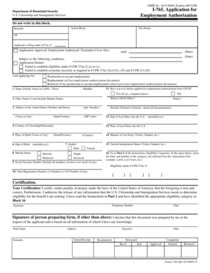 USCIS Form I-765 Employment Authorization Application
