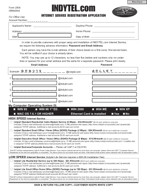 Internet Service Registration Application