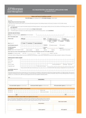 ECS Registration Cum Mandate Application Form