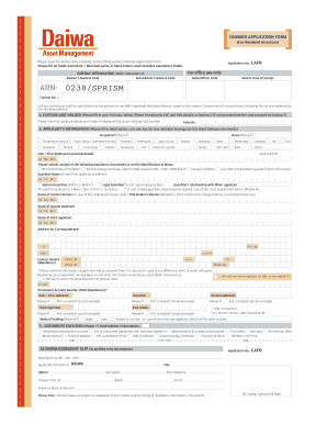 Common Application Form for Resident Investors