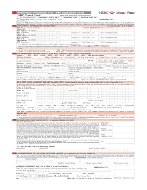 HSBC Mutual Fund SIP Application Form