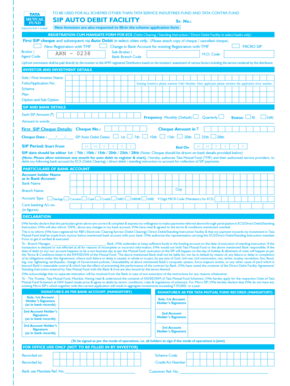 Tata Mutual Fund SIP Auto Debit Registration Form