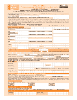HDFC Mutual Fund SIP Enrolment Form