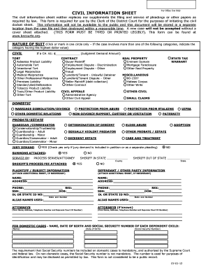 Civil Information Sheet
