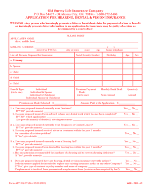 Old Surety Life Insurance Application